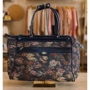 Vintage Concourse Womens Floral Tapestry Leather Travel Luggage Bag Extra Large